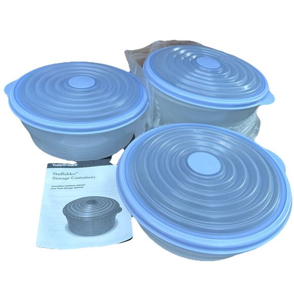 Tupperware Stuffables Storage 4,6,8 Cup Containers Lavender Blue Seals VTG 2003 - Picture 1 of 1